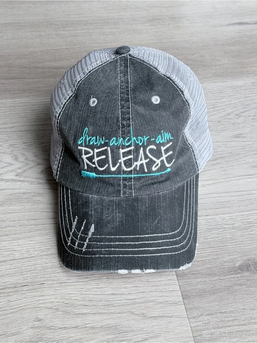 Archery Baseball Hat Cap - Gray & Teal (OS)